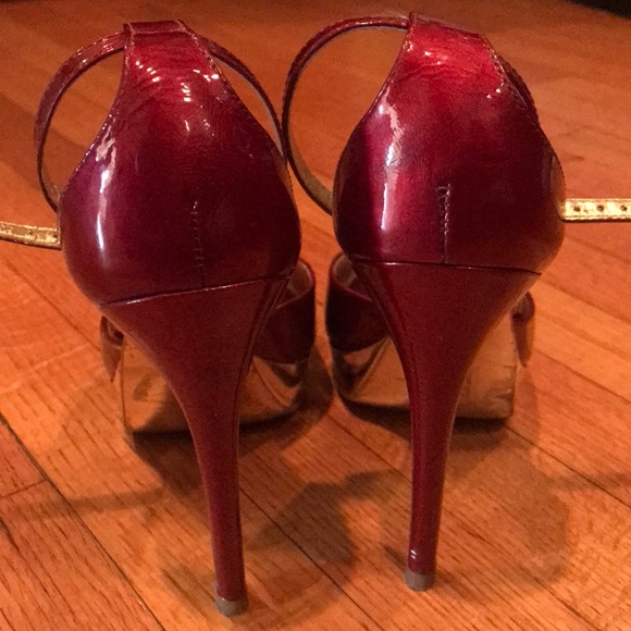 Aldo Red Patent Leather Peep Toe Heel - Picture 3 of 5